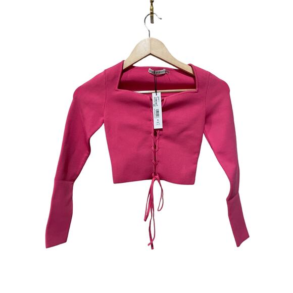 ALICE + OLIVIA HILARIA LACE FRONT TOP SIZE XS - Picture 6 of 7